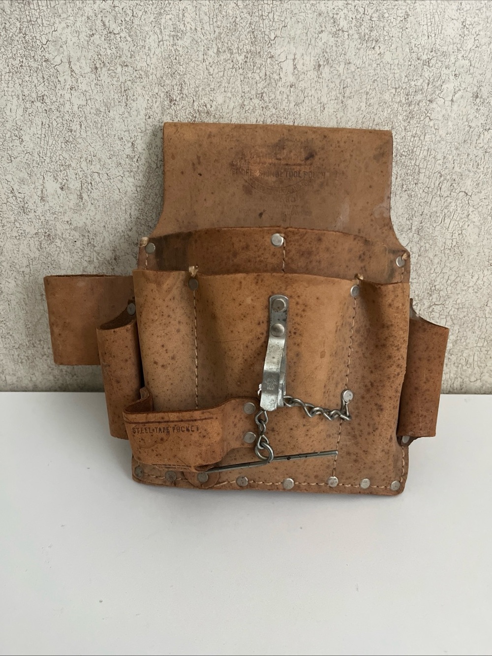 VINTAGE Sears Roebuck Belt Tool Holder - Leather Carpenter Utility Holder 4580